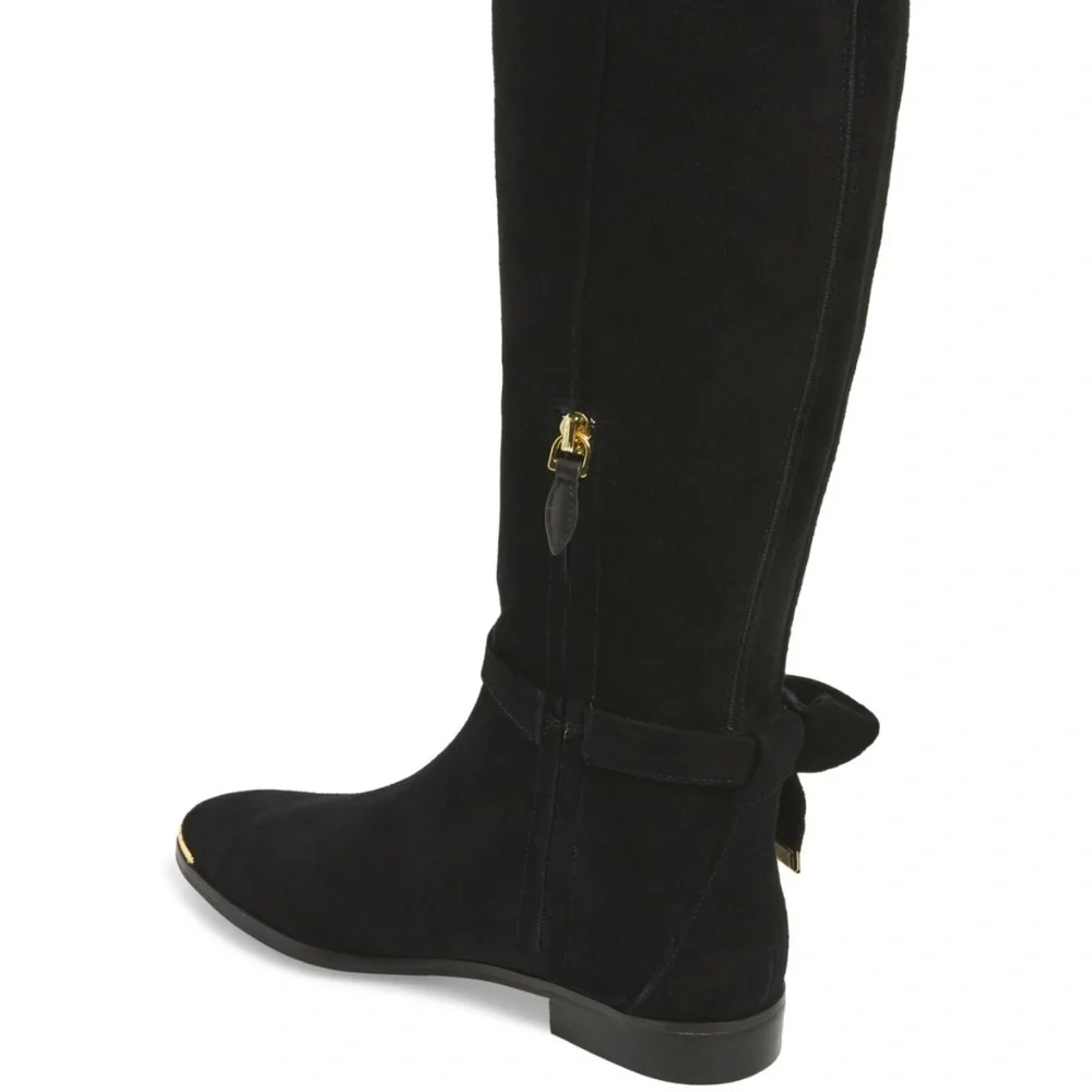Designer NEW Tall Riding Boots Suede Leather OrthoLite Comfort BLACK 10 - Picture 4 of 13